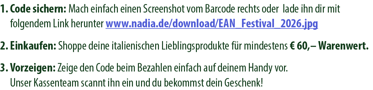 1. Code sichern: Mach einfach einen Screenshot vom Barcode rechts oder lade ihn dir mit folgendem Link herunter www.n...